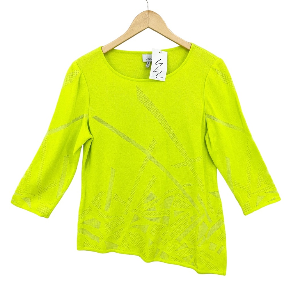 New MING WANG Sweater Asymmetric Hem Green